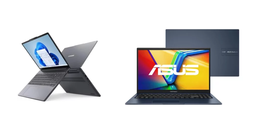 Estudante utilizando um notebook moderno em uma mesa de estudos com cadernos e café, representando a escolha do melhor notebook para estudar.